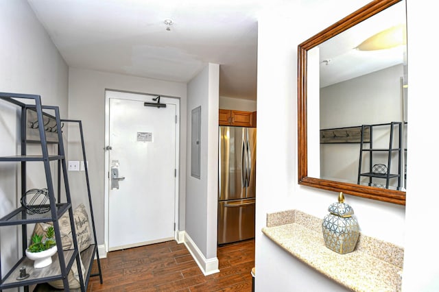 8121 Amalfi Pl Unit 7-805, Myrtle Beach, SC 29572 - foyer entrance featuring dark wood-style floors and baseboards