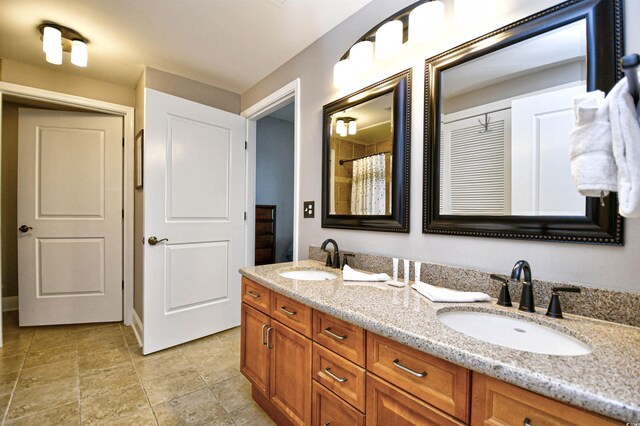 8121 Amalfi Pl Unit 7-805, Myrtle Beach, SC 29572 - bathroom featuring double vanity and a shower with shower curtain