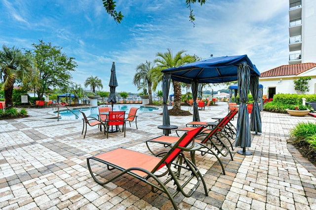 8121 Amalfi Pl Unit 7-805, Myrtle Beach, SC 29572 - view of patio with a gazebo and a community pool