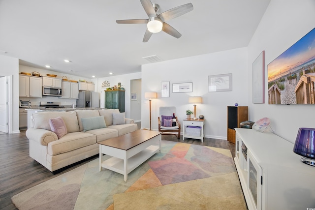 1723 Perthshire Loop, Myrtle Beach, SC 29579 - living room with wood finished floors, a ceiling fan, recessed lighting, and baseboards