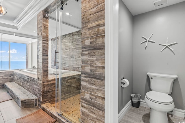 2500 N Ocean Blvd Ph 1, Myrtle Beach, SC 29577 - full bathroom featuring a shower stall, toilet, a water view, and baseboards