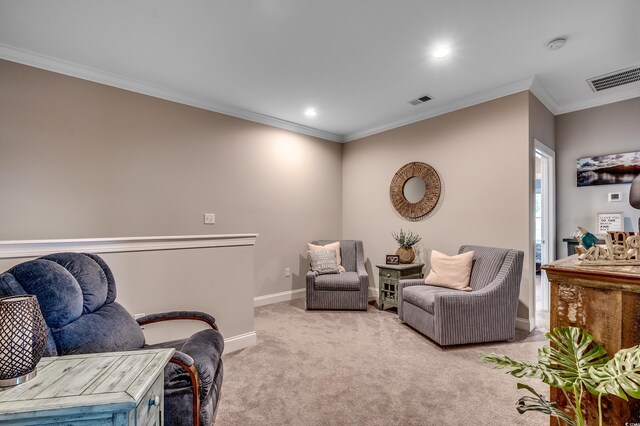 620 Lorenzo Dr Unit 620, North Myrtle Beach, SC 29582 - living area featuring crown molding, carpet floors, baseboards, and recessed lighting