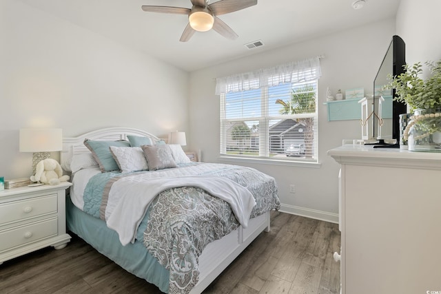 462 Pacific Commons Dr, Surfside Beach, SC 29575 - bedroom featuring dark wood-type flooring, baseboards, and ceiling fan