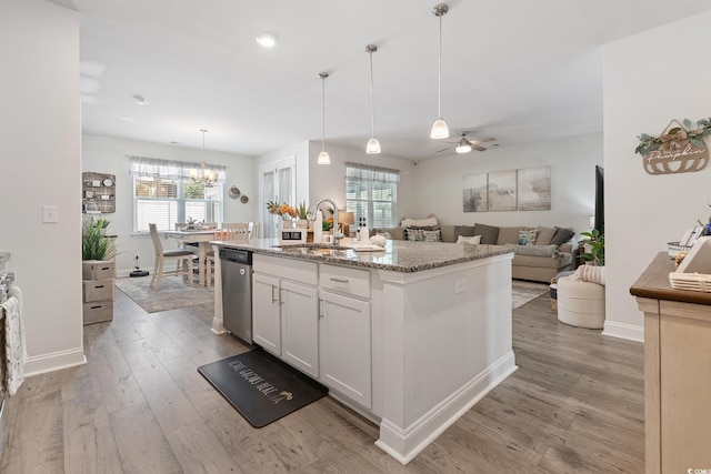 462 Pacific Commons Dr, Surfside Beach, SC 29575 - kitchen featuring stainless steel dishwasher, a sink, light wood-style floors, healthy amount of natural light, and recessed lighting