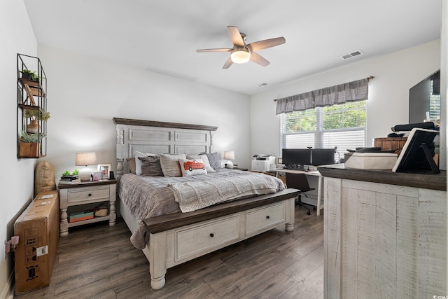 462 Pacific Commons Dr, Surfside Beach, SC 29575 - bedroom featuring dark wood-type flooring, a desk, and a ceiling fan