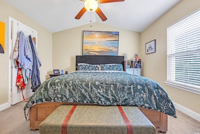 837 Triple Ct Unit 837, Myrtle Beach, SC 29588 - bedroom featuring carpet, lofted ceiling, and ceiling fan