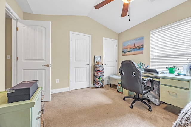 837 Triple Ct Unit 837, Myrtle Beach, SC 29588 - carpeted office with lofted ceiling and a ceiling fan