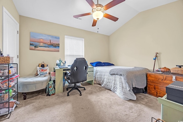 837 Triple Ct Unit 837, Myrtle Beach, SC 29588 - carpeted bedroom with lofted ceiling and ceiling fan