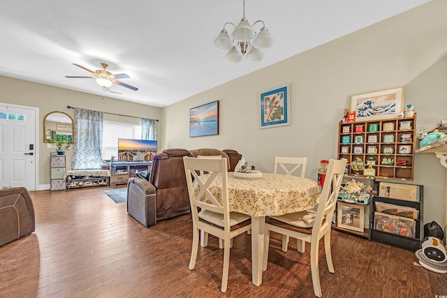 837 Triple Ct Unit 837, Myrtle Beach, SC 29588 - dining room with a chandelier, wood finished floors, and a ceiling fan