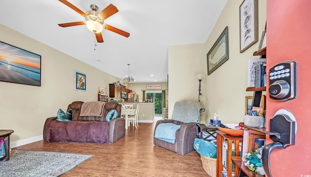 837 Triple Ct Unit 837, Myrtle Beach, SC 29588 - living room with a ceiling fan and wood finished floors