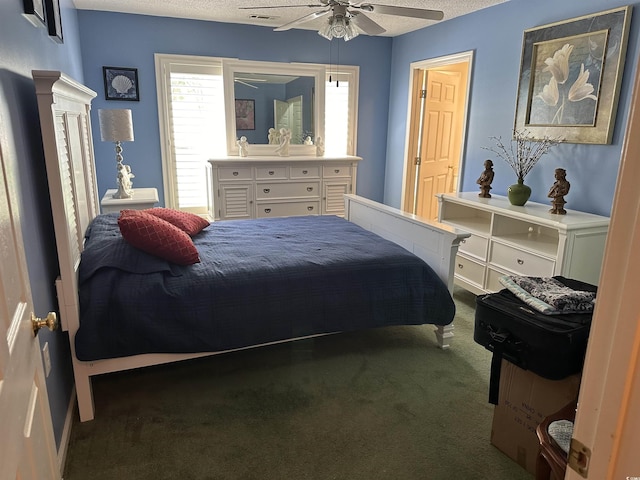 9779 Leyland Dr Unit 3, Myrtle Beach, SC 29572 - bedroom with carpet floors, a textured ceiling, and a ceiling fan