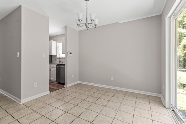 1676 Citadel Ln, Myrtle Beach, SC 29577 - unfurnished dining area featuring a chandelier and light tile patterned flooring