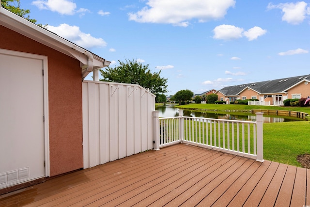 4505 Lightkeepers Way Unit 24B, Little River, SC 29566 - wooden terrace featuring a water view, a residential view, and a lawn