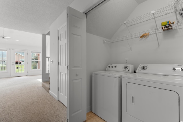 4505 Lightkeepers Way Unit 24B, Little River, SC 29566 - washroom with independent washer and dryer, a ceiling fan, and light colored carpet