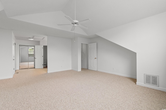 4505 Lightkeepers Way Unit 24B, Little River, SC 29566 - additional living space with light carpet, vaulted ceiling, a ceiling fan, and baseboards