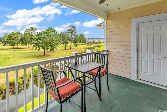 4811 Orchid Way Unit 301, Myrtle Beach, SC 29577 - balcony with ceiling fan and view of golf course