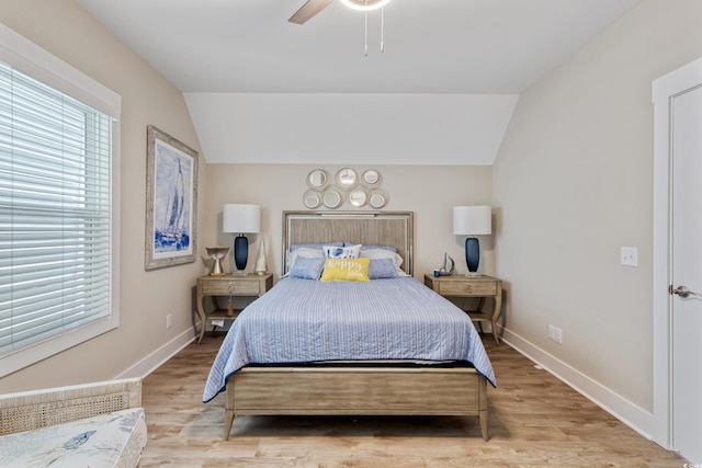 141 Marblehead Dr, Little River, SC 29566 - bedroom featuring lofted ceiling, wood finished floors, baseboards, and a ceiling fan