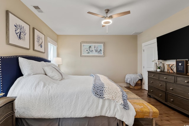 141 Marblehead Dr, Little River, SC 29566 - bedroom with wood finished floors and ceiling fan
