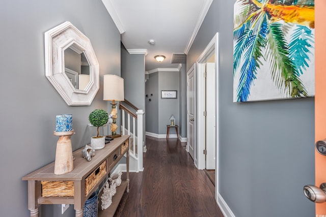 5475 Elba Way Unit 1601, Myrtle Beach, SC 29579 - hall with crown molding, wood finished floors, and stairs