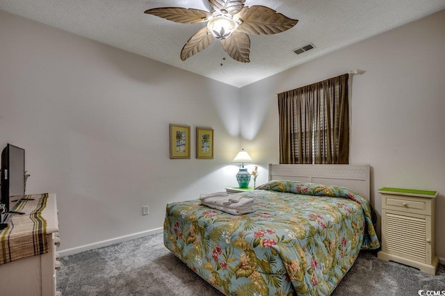 601 Hillside Dr N Unit 3704, North Myrtle Beach, SC 29582 - carpeted bedroom with baseboards, a ceiling fan, and a textured ceiling