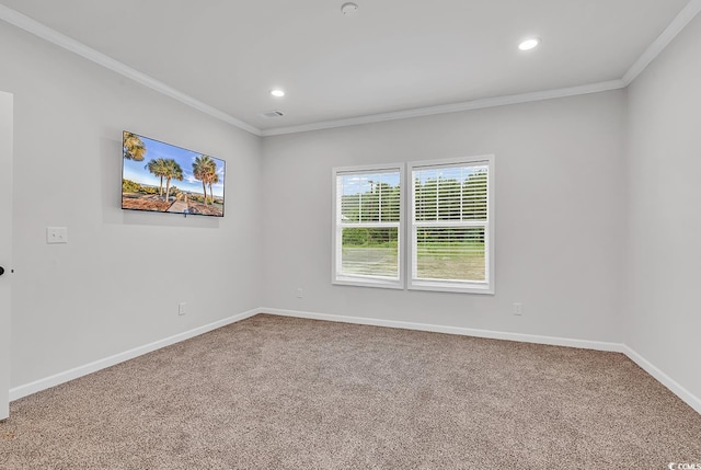 1529 Bucksport Rd, Conway, SC 29527 - spare room featuring carpet flooring, ornamental molding, baseboards, and recessed lighting