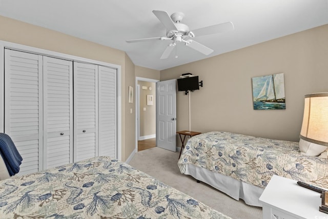 4396 Baldwin Ave Unit 30, Little River, SC 29566 - carpeted bedroom featuring a closet, ceiling fan, and baseboards