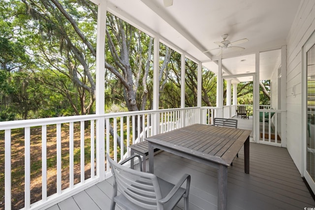 214 Sea Island Dr, Georgetown, SC 29440 - sunroom / solarium with a ceiling fan and outdoor dining space