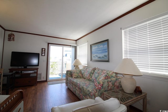 1582 S Waccamaw Dr Unit 56, Garden City Beach, SC 29576 - living area featuring wood finished floors and crown molding