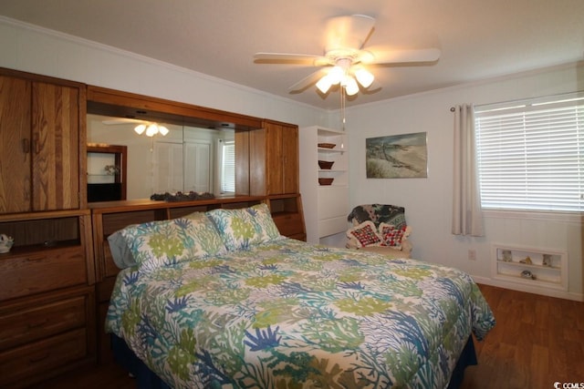 1582 S Waccamaw Dr Unit 56, Garden City Beach, SC 29576 - bedroom with wood finished floors, ornamental molding, and ceiling fan