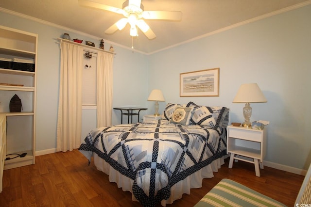 1582 S Waccamaw Dr Unit 56, Garden City Beach, SC 29576 - bedroom with wood finished floors, crown molding, baseboards, and ceiling fan