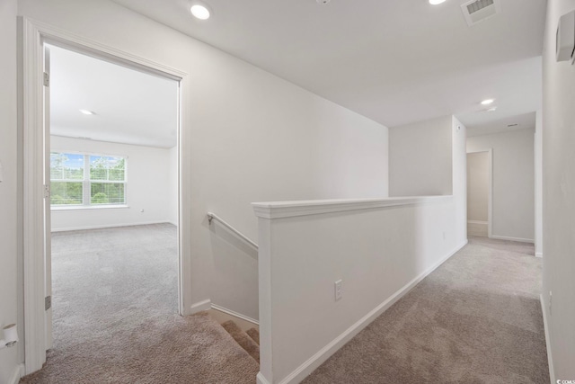 3573 Bells Lake Cir, Longs, SC 29568 - corridor with carpet, an upstairs landing, baseboards, and recessed lighting