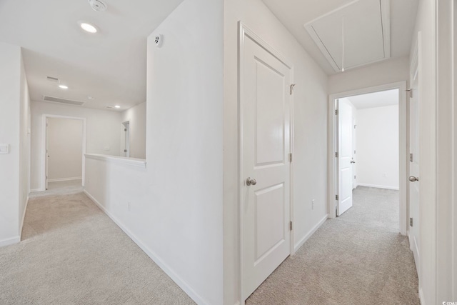 3573 Bells Lake Cir, Longs, SC 29568 - hall featuring attic access, carpet, recessed lighting, and baseboards