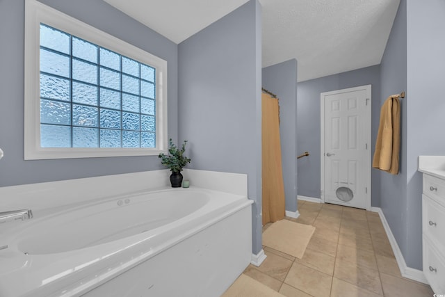 137 Maiden Ln, Myrtle Beach, SC 29588 - full bath featuring a bath, baseboards, vanity, tile patterned floors, and a shower with shower curtain
