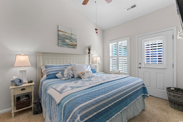 603 Wave Rider Ln Unit 603, North Myrtle Beach, SC 29582 - carpeted bedroom featuring vaulted ceiling, a ceiling fan, and baseboards