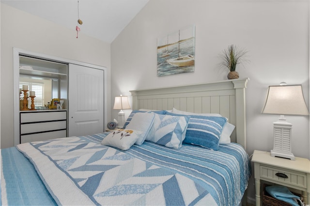 603 Wave Rider Ln Unit 603, North Myrtle Beach, SC 29582 - bedroom with vaulted ceiling and a closet