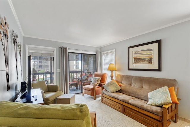 202 N Ocean Blvd Unit 109, North Myrtle Beach, SC 29582 - living area featuring crown molding