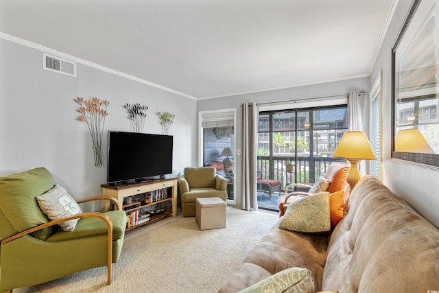 202 N Ocean Blvd Unit 109, North Myrtle Beach, SC 29582 - living room with carpet floors and ornamental molding