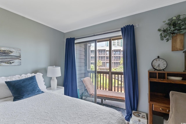 202 N Ocean Blvd Unit 109, North Myrtle Beach, SC 29582 - bedroom with ornamental molding and access to exterior