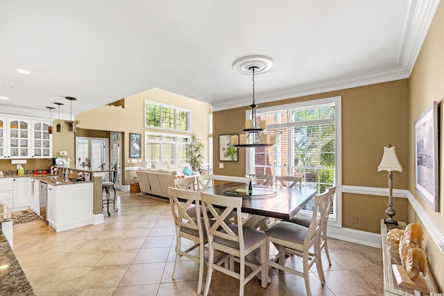 1119 Links Rd, Myrtle Beach, SC 29575 - dining room featuring crown molding, light tile patterned floors, and baseboards