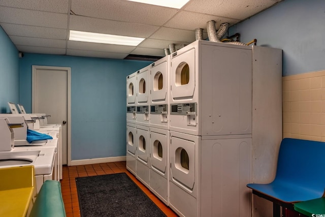 201 74th Ave N Unit 2243/2244, Myrtle Beach, SC 29572 - community laundry with washer and clothes dryer, stacked washer / dryer, and tile patterned floors