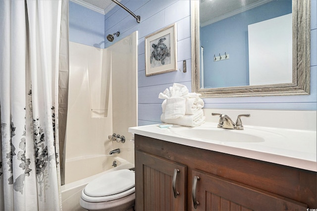 6000 N Ocean Blvd Unit 329, North Myrtle Beach, SC 29582 - full bath with ornamental molding, shower / tub combo with curtain, vanity, and toilet