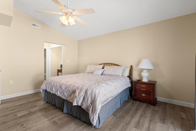 3721 Ed Smith Ave, Myrtle Beach, SC 29588 - bedroom with vaulted ceiling, wood finished floors, baseboards, and a ceiling fan