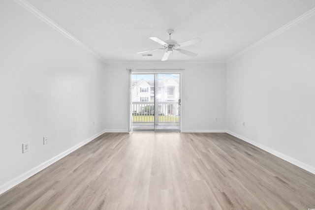 3762 Citation Way Unit 1023, Myrtle Beach, SC 29577 - spare room featuring ceiling fan, light wood-type flooring, a textured ceiling, crown molding, and baseboards