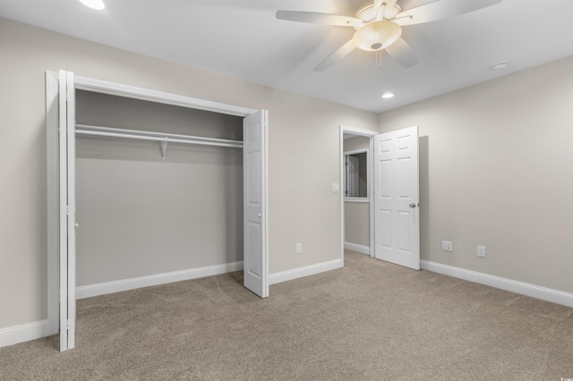 505 Beaty St, Conway, SC 29526 - unfurnished bedroom featuring carpet flooring, a closet, recessed lighting, and baseboards