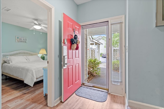 435 Ocean Creek Dr Unit 2722, Myrtle Beach, SC 29572 - entrance foyer with light wood-type flooring, ceiling fan, and baseboards