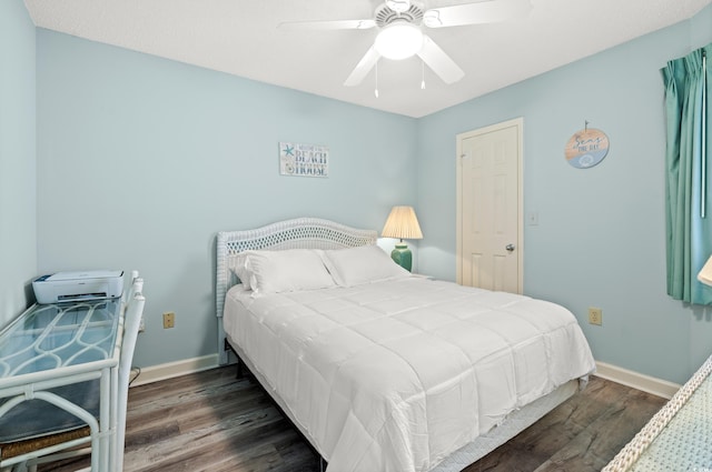 435 Ocean Creek Dr Unit 2722, Myrtle Beach, SC 29572 - bedroom with wood finished floors, baseboards, and ceiling fan