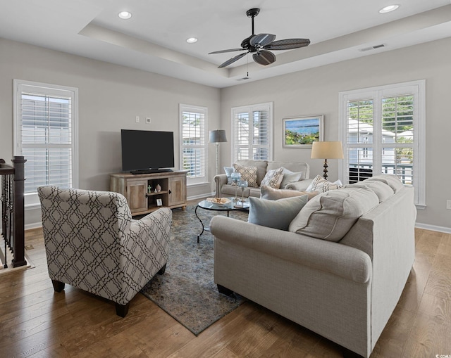 281 Lumbee Cir, Pawleys Island, SC 29585 - living area featuring wood-type flooring, healthy amount of natural light, baseboards, and recessed lighting