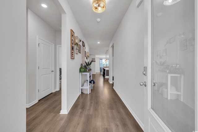 553 Pier Ct, Little River, SC 29566 - corridor with wood finished floors, baseboards, and recessed lighting