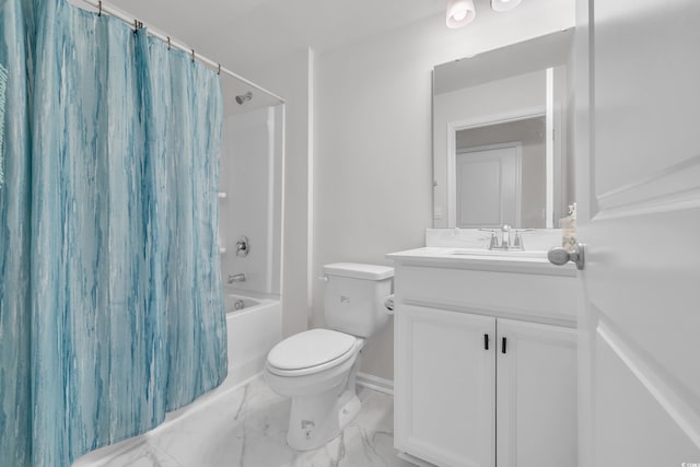 553 Pier Ct, Little River, SC 29566 - bathroom with vanity, shower / bath combo, toilet, and marble look tiles