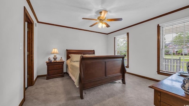 412 Carolina Dr, Loris, SC 29569 - bedroom featuring carpet floors, ornamental molding, and ceiling fan